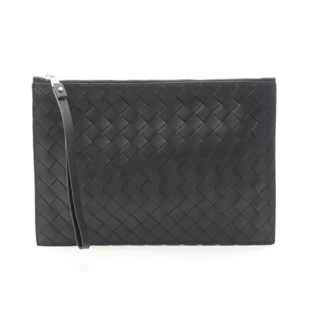 Bottega Veneta Intrecciato Shoulder Bag Clutch Leather Black